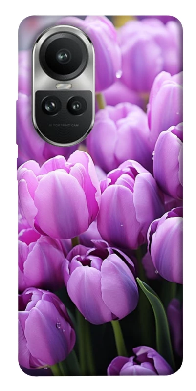 Чехол на Oppo Reno 10 Фиолетовые тюльпаны фото 1 из 1