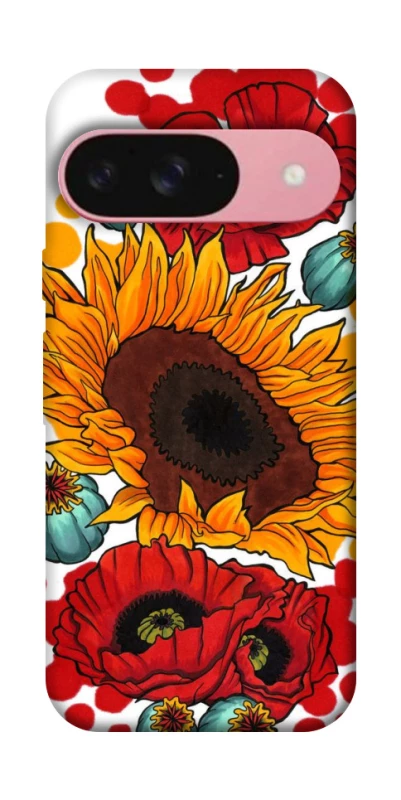 Чехол на Google Pixel 9 Подсолнечники и маки фото 1 из 1