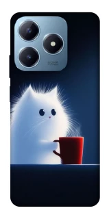 Чехол на Realme C63 Чехол кот с кофе фото 1 из 1