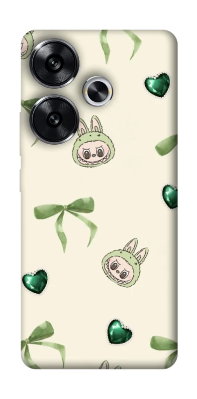 Чохол на Xiaomi Poco F6 Labubu Green Heart фото 1 з 1