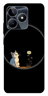 Чехол на Realme C53 Cat and flower фото 1 из 1