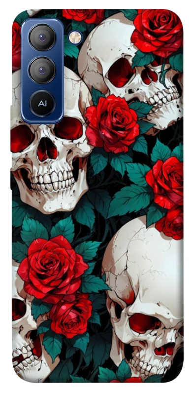 Чохол на TECNO Pop 5 LTE skull and rose фото 1 з 1