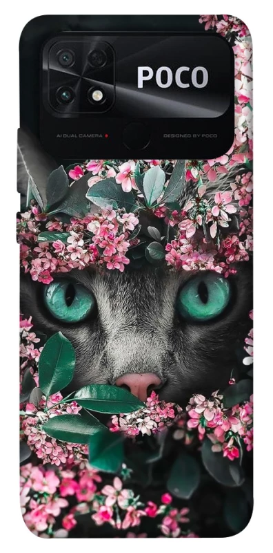 Чехол на Xiaomi Poco C40 Кот в цветах фото 1 из 1