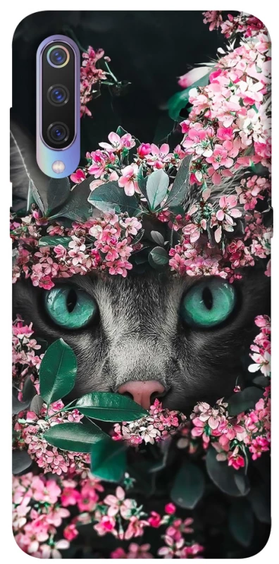 Чохол на Xiaomi Mi 9 Кіт в квітах фото 1 з 1