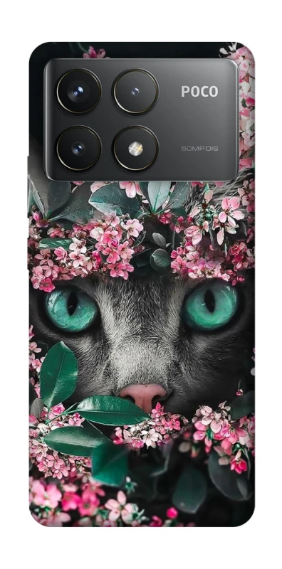 Чохол на Xiaomi Poco F6 Pro Кіт в квітах фото 1 з 1