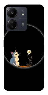 Чехол на Xiaomi Poco C65 Cat and flower фото 1 из 1