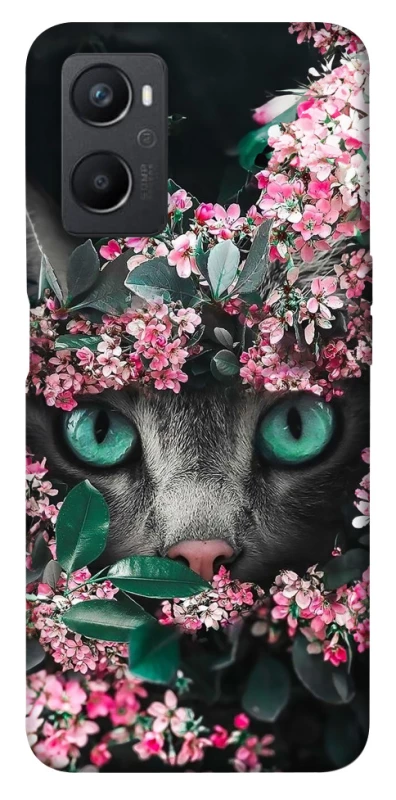 Чехол на Oppo A96 Кот в цветах фото 1 из 1