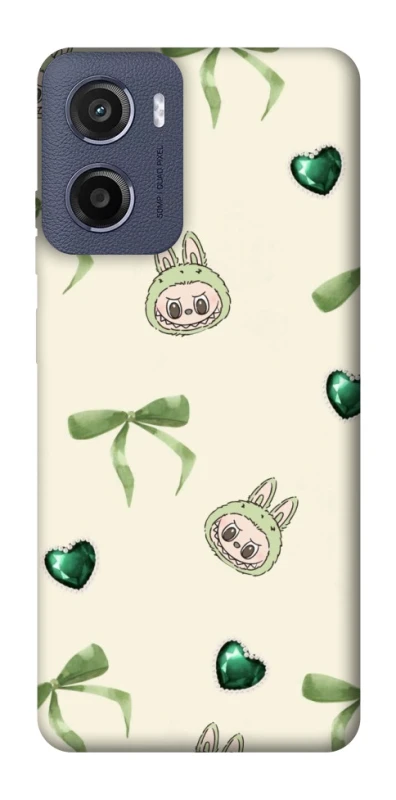 Чохол на Motorola Moto E15 Labubu Green Heart фото 1 з 1