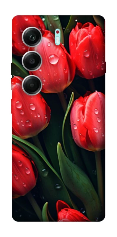 Чехол на Tecno Camon 40 Pro Красные тюльпаны фото 1 из 1