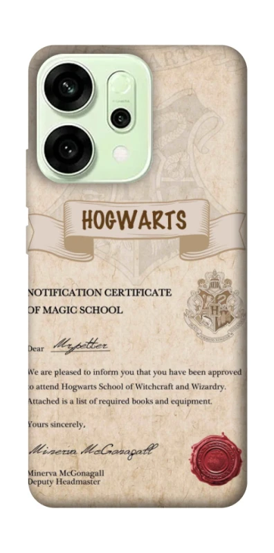 Чехол на Oppo Reno 14 The Hogwarts acceptance letter фото 1 из 1