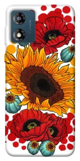 Чехол на Motorola Moto E13 Подсолнечники и маки фото 1 из 1