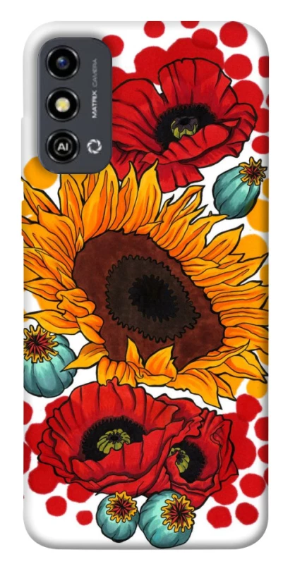 Чохол на ZTE Blade A53 Соняшники та маки фото 1 з 1