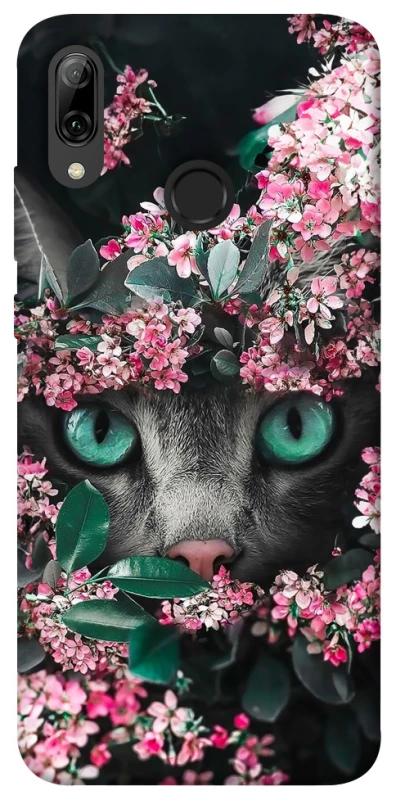 Чохол на Huawei P Smart (2019) Кіт в квітах фото 1 з 1