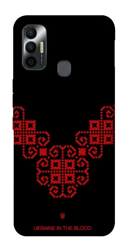 Чехол на TECNO Spark 7 Черно-красная вышиванка фото 1 из 1