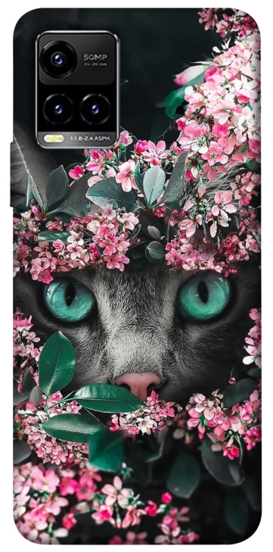 Чехол на Vivo Y21 / Y33s Кот в цветах фото 1 из 1