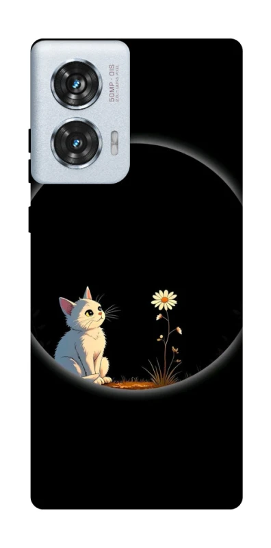 Чехол на Motorola Edge 50 Fusion Cat and flower фото 1 из 1