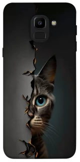 Чехол на Samsung J600F Galaxy J6 (2018) Кот-подглядыватель v2 фото 1 из 1