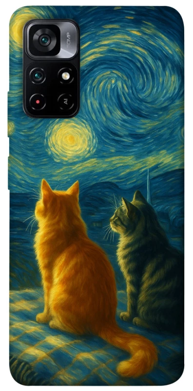 Чохол на Xiaomi Poco M4 Pro 5G Cats under the stars фото 1 з 1