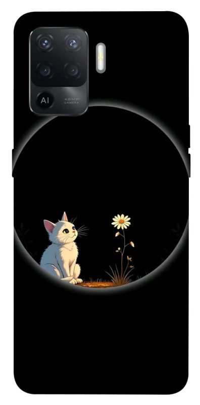 Чехол на Oppo Reno 5 Lite Cat and flower фото 1 из 1