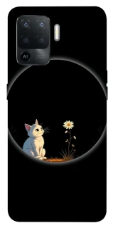 Чехол на Oppo Reno 5 Lite Cat and flower фото 1 из 1