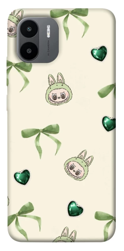 Чохол на Xiaomi Redmi A1 / A2 Labubu Green Heart фото 1 з 1