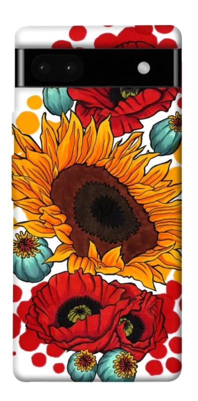 Чехол на Google Pixel 6a Подсолнечники и маки фото 1 из 1