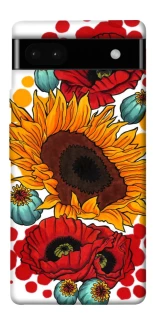 Чехол на Google Pixel 6a Подсолнечники и маки фото 1 из 1