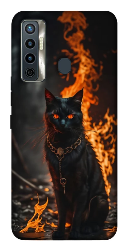 Чехол на TECNO Camon 17 Огненный кот фото 1 из 1