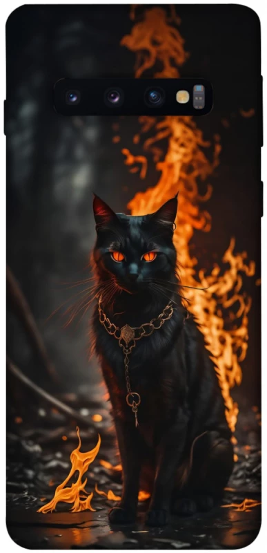 Чохол на Samsung Galaxy S10 Вогняний кіт фото 1 з 1