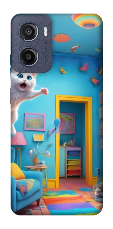 Чохол на Motorola Moto E15 crazy cat фото 1 з 1