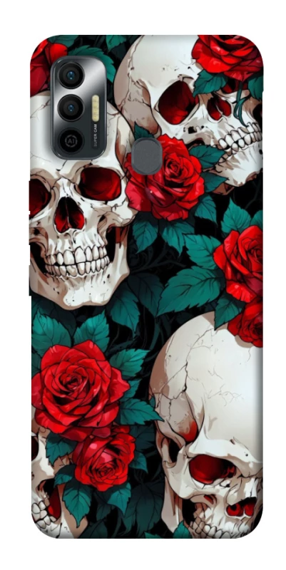 Чохол на TECNO Spark 7 skull and rose фото 1 з 1