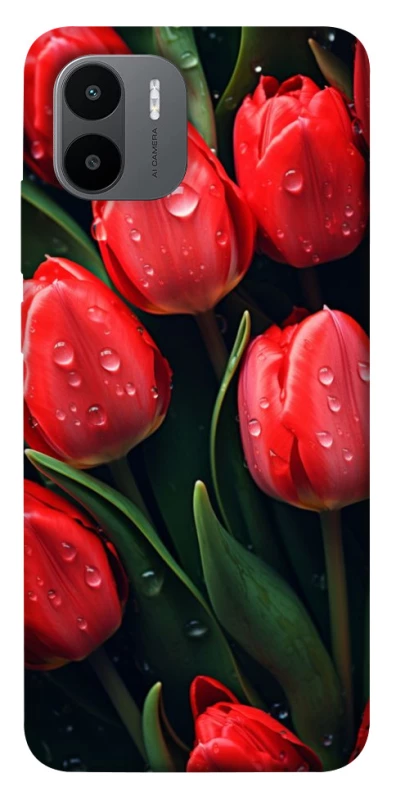 Чохол на Xiaomi Redmi A1 / A2 Червоні тюльпани фото 1 з 1