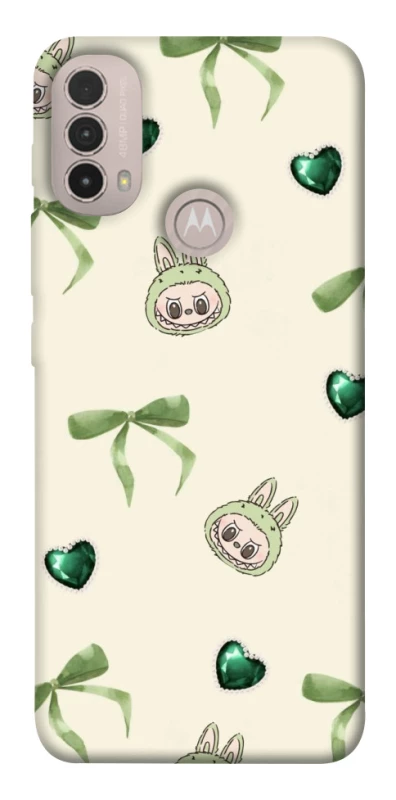 Чохол на Motorola Moto E40 Labubu Green Heart фото 1 з 1