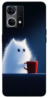 Чехол на Oppo Reno 7 4G Чехол кот с кофе фото 1 из 1