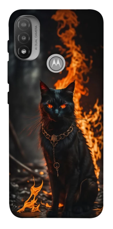 Чохол на Motorola Moto E20 Вогняний кіт фото 1 з 1