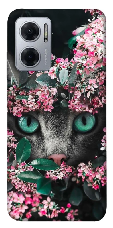 Чехол на Xiaomi Redmi Note 11E Кот в цветах фото 1 из 1