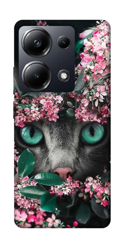 Чехол на Xiaomi Poco M6 Pro 4G Кот в цветах фото 1 из 1