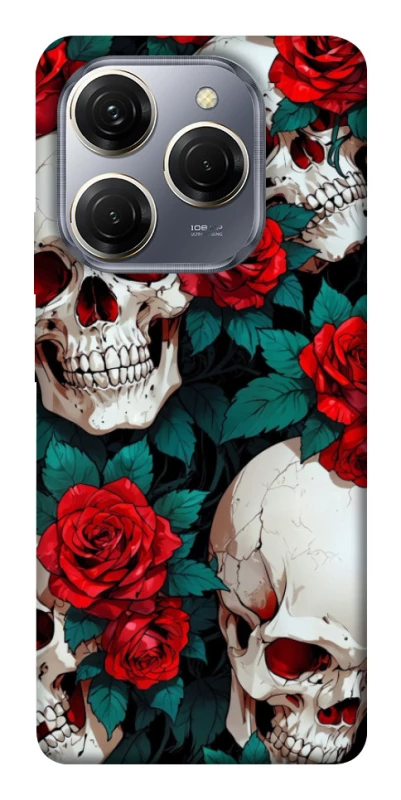 Чохол на TECNO Spark 20 Pro skull and rose фото 1 з 1