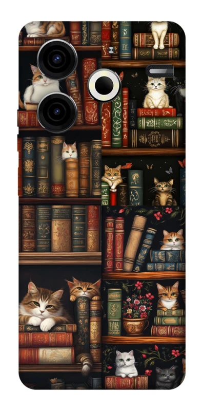 Чехол на TECNO Pova 6 Neo (LI6) Cats & Books фото 1 из 1