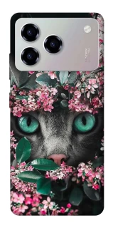 Чохол на ZTE Blade A76 Кіт в квітах фото 1 з 1