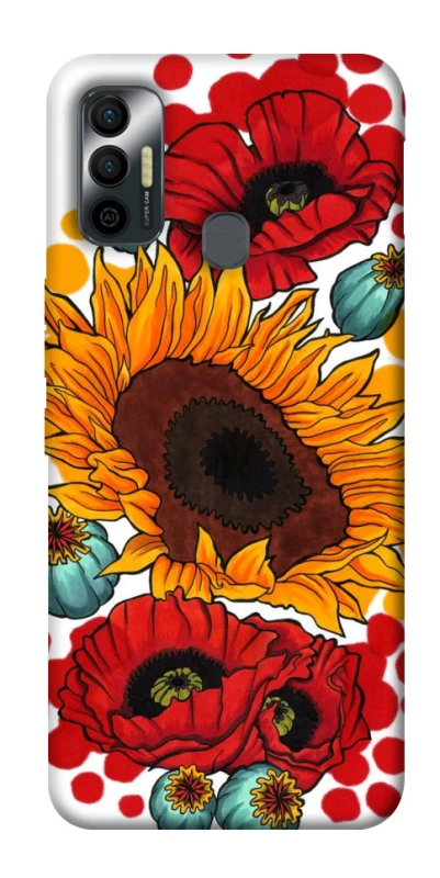 Чохол на TECNO Spark 7 Соняшники та маки фото 1 з 1