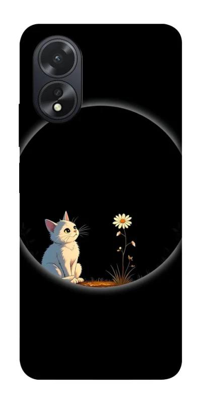 Чехол на Oppo A38 Cat and flower фото 1 из 1