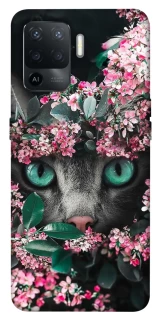 Чехол на Oppo Reno 5 Lite Кот в цветах фото 1 из 1