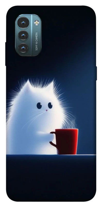 Чехол на Nokia G21 Чехол кот с кофе фото 1 из 1