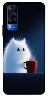 Чехол на Vivo Y51a Чехол кот с кофе фото 1 из 1