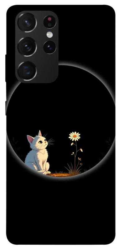 Чехол на Samsung Galaxy S21 Ultra Cat and flower фото 1 из 1
