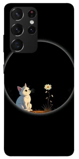 Чехол на Samsung Galaxy S21 Ultra Cat and flower фото 1 из 1