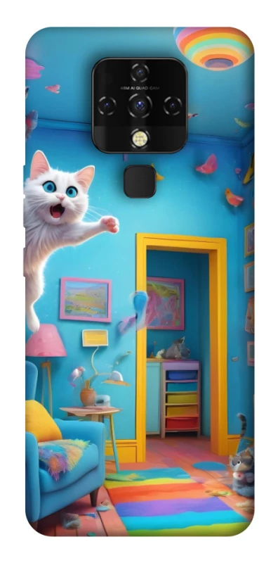 Чехол на TECNO Camon 16 SE crazy cat фото 1 из 1