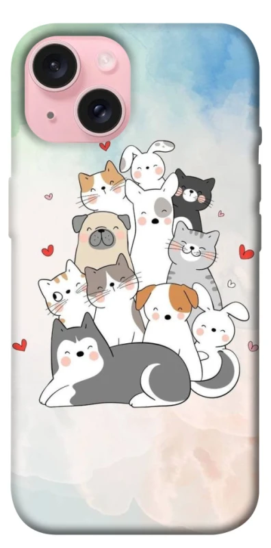 Чохол на Apple iPhone 15 (6.1") Funny Pets ver.2 фото 1 з 1