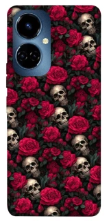 Чехол на TECNO Camon 19 Черепа и розы фото 1 из 1